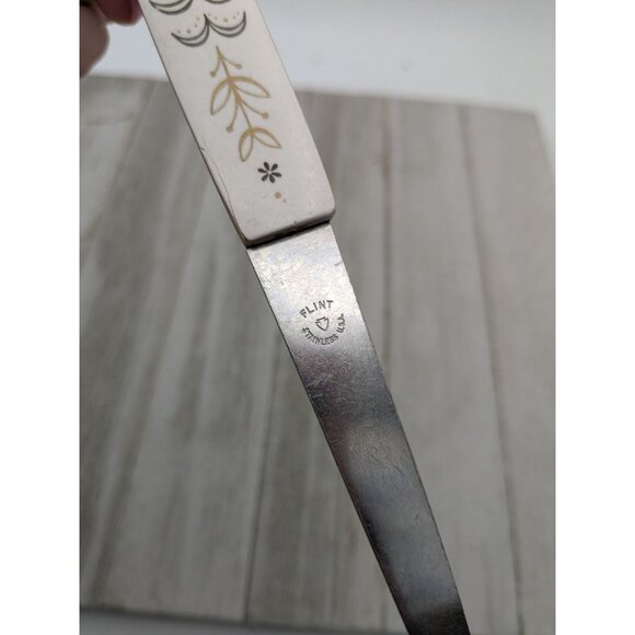 Vintage FLINT Arrowhead Stainless Steel Soup Ladle Spoon 9 1/2" Wheat handle #1 - Picture 6 of 8